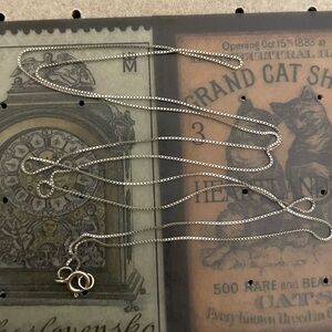 Dainty 10kt solid white gold basic box chain necklace 22” vintage